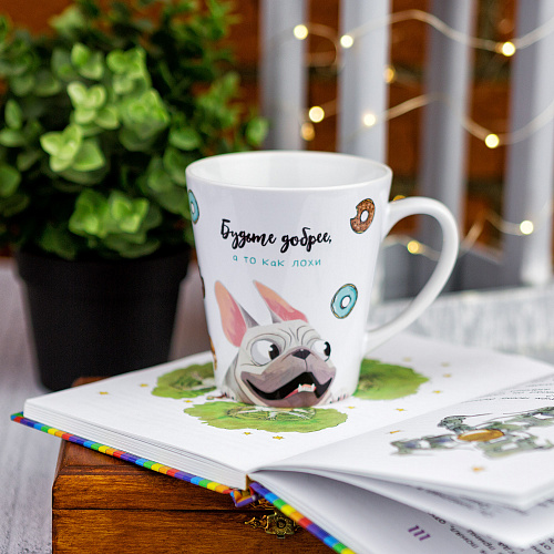 Кружка латте малая "Мопс и сладости"