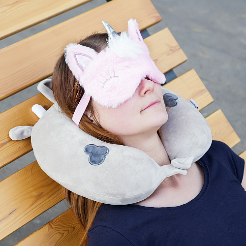 Подушка для путешествий "Бычок" (серый)