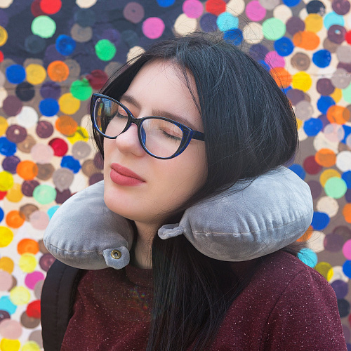 Подушка для путешествий "Однотонная", Memory Foam (серая)