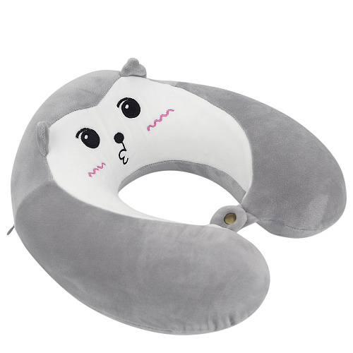 Подушка для путешествий "Мордашки", Memory Foam (серая)