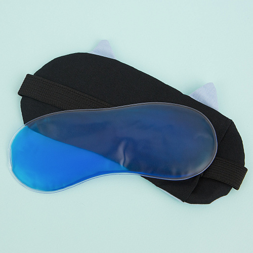 Маска для сна с ушками "Котик" (голубая)