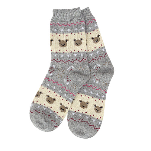 Носки теплые "Мишка" (серые с бежевым)