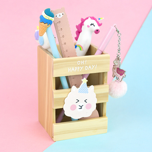 Подставка для ручек "Alpaca" (в голубой шапочке)