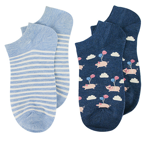 Носки короткие "Свинки+полосатые"