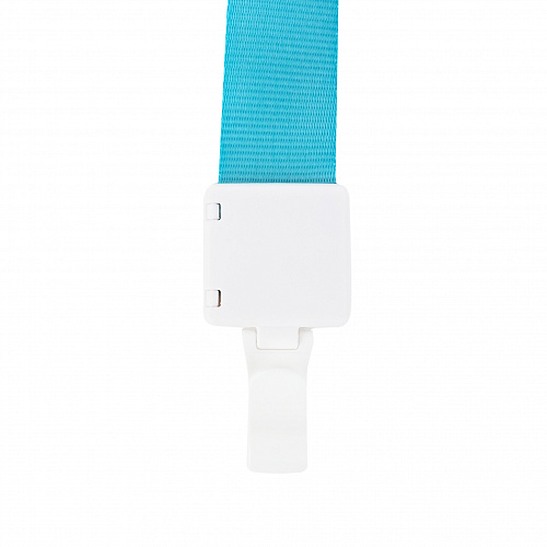 Шнурок для бейджей с пластиковым карабином (голубой)