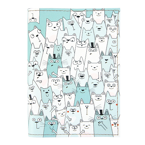 Обложка для паспорта "Котики" (кожа)