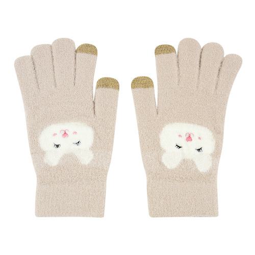Перчатки сенсорные "Мордочки", бежевые