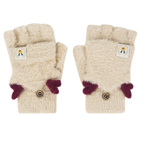 Варежки с рожками (бежевые)