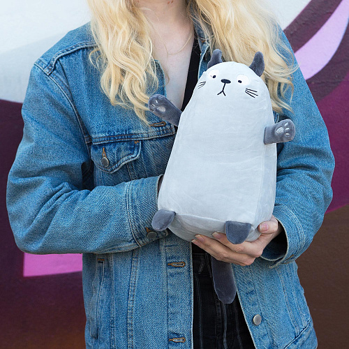 Игрушка-подушка "Кот" (серый) 25 см