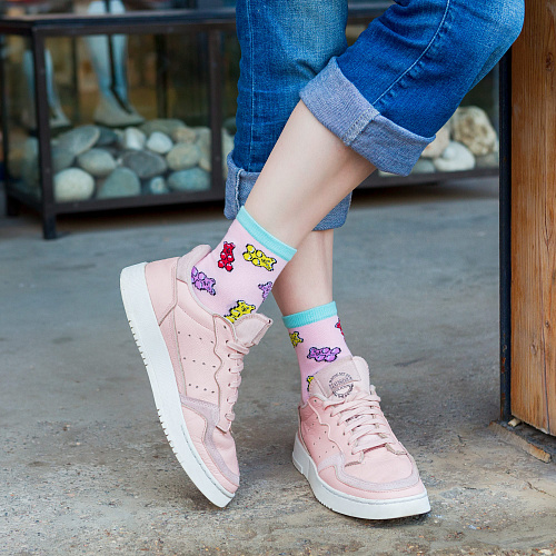 Носки "Мишки на розовом", разм.35-39