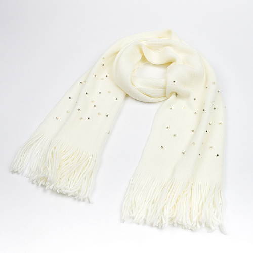 Шарф с бусинами (белый)