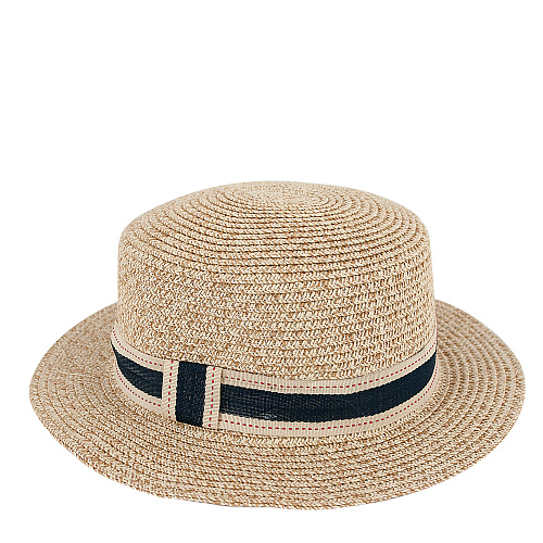 Шляпа "Плетеная с лентой" (бежевая)