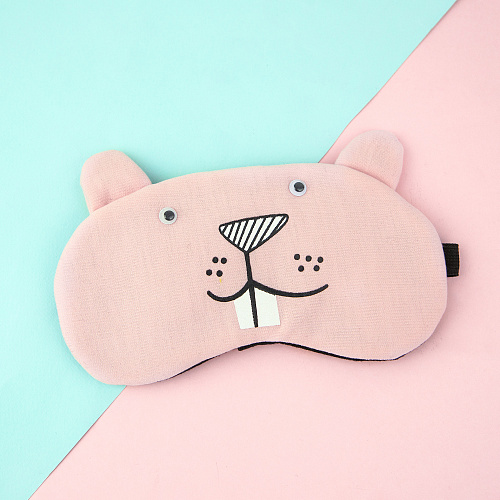 Маска для сна "Бобр” (розовый) с гелевой вставкой