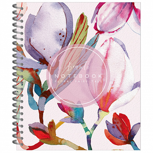 Тетрадь общая 48л на гребне, "Цветы" розовый круг