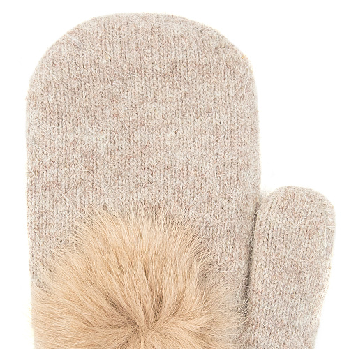 Варежки с помпоном (бежевые)