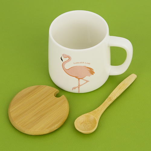 Кружка с крышкой "Фламинго"