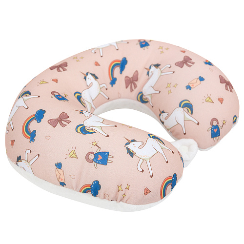 Подушка для путешествий "Единороги и радуги" (розовая)