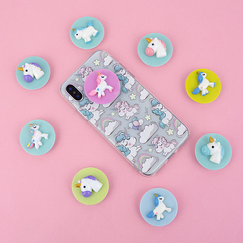 Держатель для телефона/попсокет "Единорожка" (радужный на зеленом)