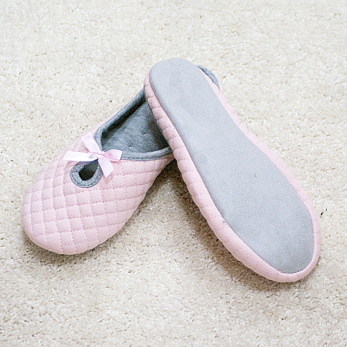 Тапочки с бантом стеганые (розовые)