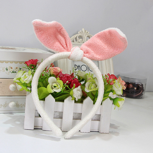 Ободок-повязка "Ушки зайки" (серый с розовым)