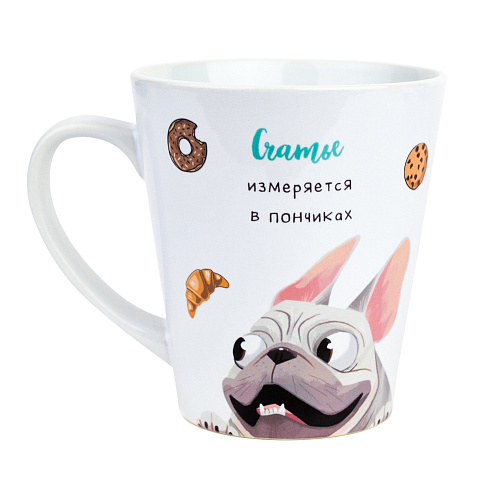 Кружка латте малая "Мопс и сладости"