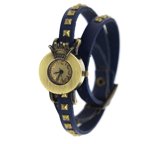 Часы на двойном ремешке "Crown" (синие)