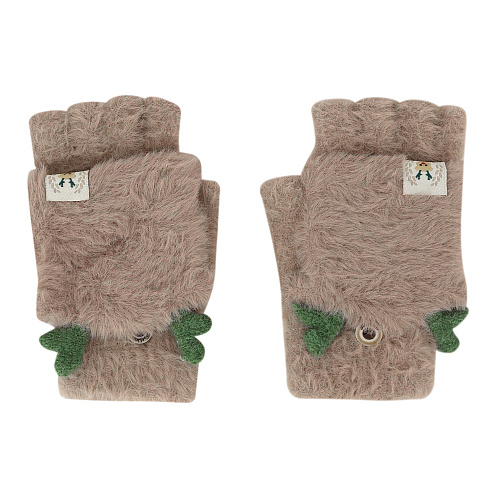 Варежки с рожками (коричневые)