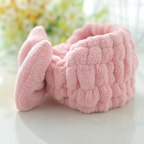 Повязка на голову широкая, розовая