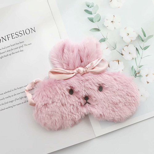 Маска для сна с бантиком "Кролик" (розовая)