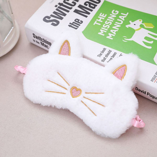 Маска для сна "Пушистый кот" (белый)