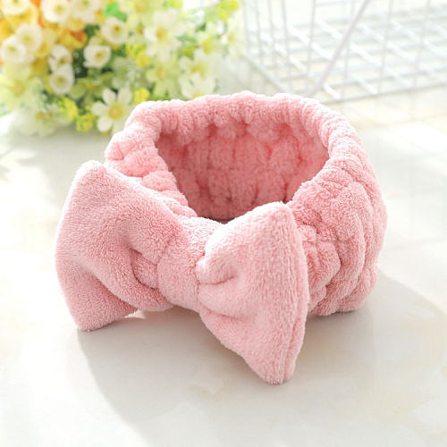 Повязка на голову широкая, розовая