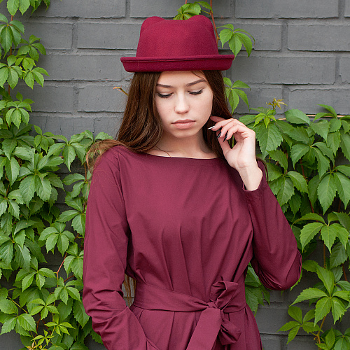 Шляпа "Ушки" (малиновая)