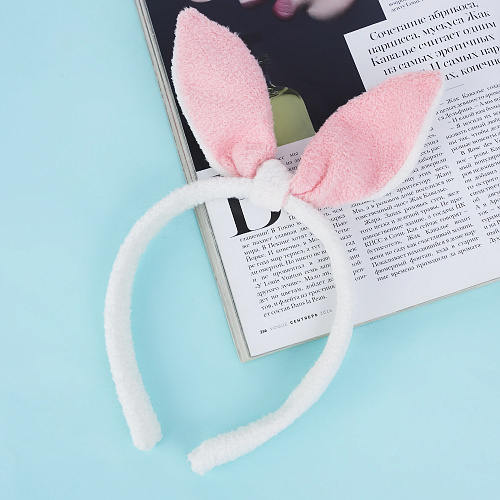 Ободок-повязка "Ушки зайки" (серый с розовым)