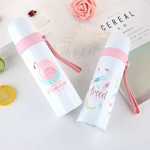 Термос с ремешком "Фламинго"