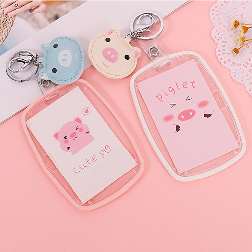 Брелок-кардхолдер с карабином "Свинка голубая"