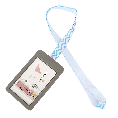Бейдж-кардхолдер на ленте (зиг-заг голубой)