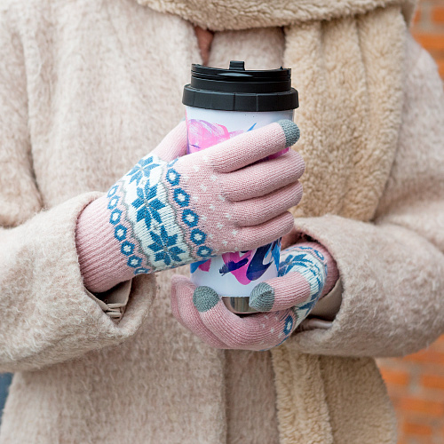 Перчатки сенсорные "Норвежские", розовые