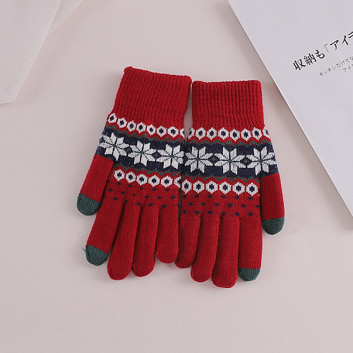 Перчатки сенсорные "Норвежские", красные