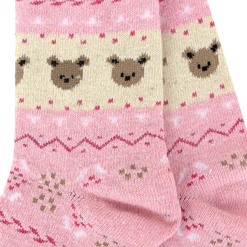 Носки теплые "Мишка" (розовые с бежевым)