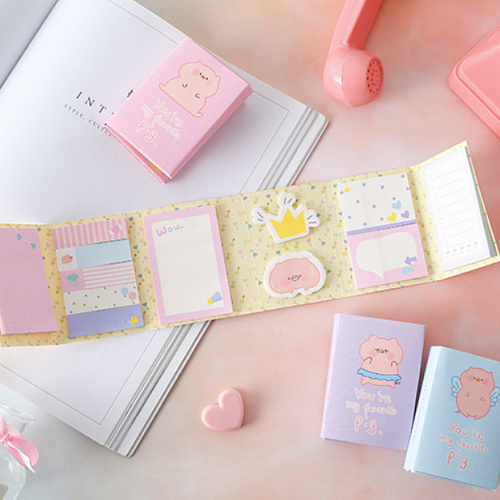 Набор стикеров "Cutie pig small" (фиолтовый)