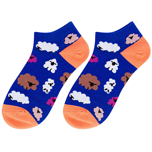 Носки короткие "Овечки" (сине-розовые)