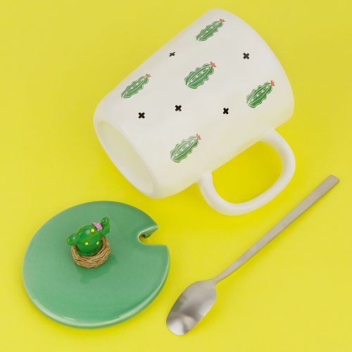 Кружка с крышкой "Кактус"