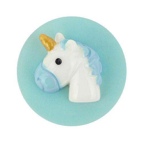 Держатель для телефона/попсокет "Голова единорога" (голубой на зеленом)