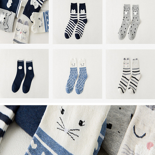 Носки "Котейка" (синие)