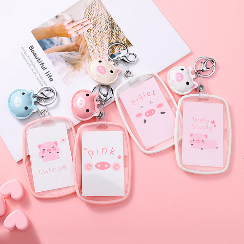Брелок-кардхолдер с карабином "Свинка розовая"