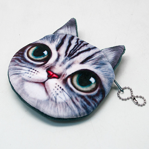 Кошелек круглый "Кот" (серый)