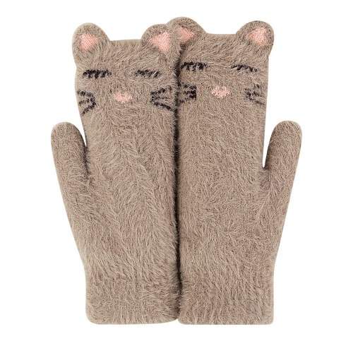 Варежки "Котики" (коричневые)