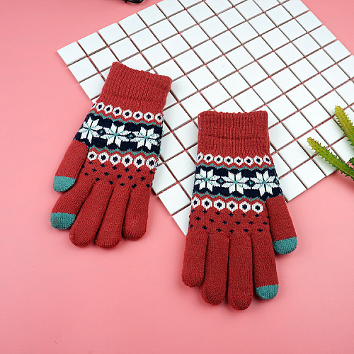 Перчатки сенсорные "Норвежские", красные