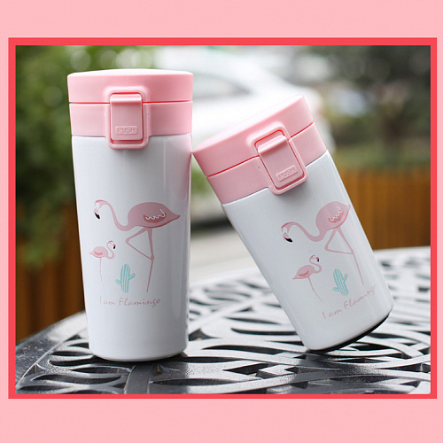 Термостакан "Фламинго и кактус"
