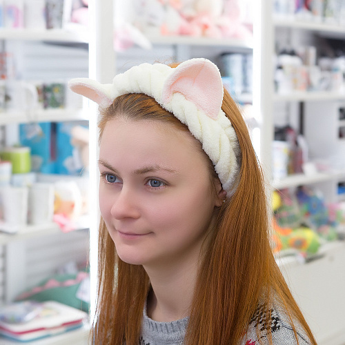 Повязка на голову "Ушки мишки", молочный